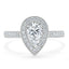 1.52 CT Pear Shaped Moissanite Halo Engagement Ring - crownmoissanite