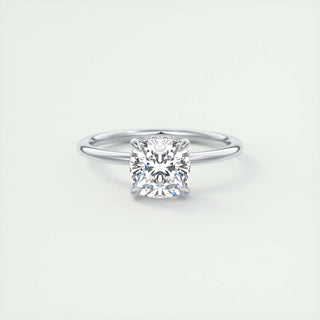 2.15 CT Cushion Solitaire Hidden Halo Moissanite Engagement Ring - crownmoissanite