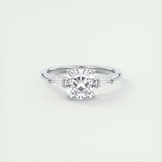 2.15 CT Cushion Cut Three Stone Moissanite Engagement Ring - crownmoissanite