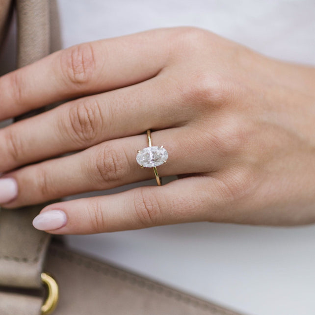 1.0 - 3.0 CT Oval Solitaire Moissanite Engagement Ring - crownmoissanite