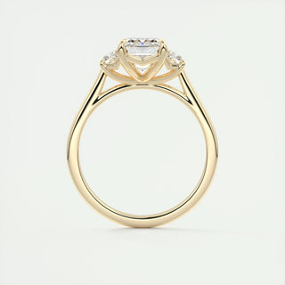 1.91 CT Emerald Cut Three Stone Moissanite Engagement Ring - crownmoissanite