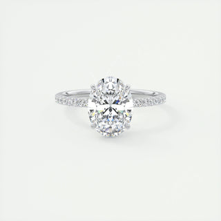 1.91 CT Oval Shaped Moissanite Hidden Halo Engagement Ring - crownmoissanite