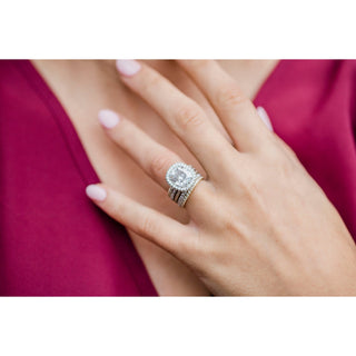 3.60 CT Cushion Halo & Pave Moissanite Engagement Ring - crownmoissanite