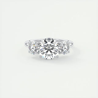 2.0 CT Round Shaped Moissanite Three Stones Engagement Ring - crownmoissanite