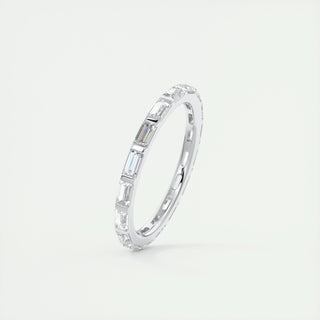 1.02 Baguette Cut Bar Setting Moissanite Bridal Wedding Band - crownmoissanite