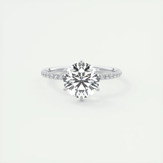 2.0 CT Round Cut Solitaire Pave Moissanite Engagement Ring - crownmoissanite