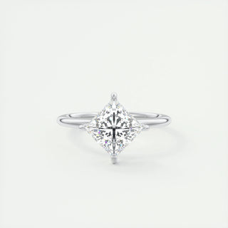 2.08 CT Princess Cut Solitaire Moissanite Engagement Ring - crownmoissanite