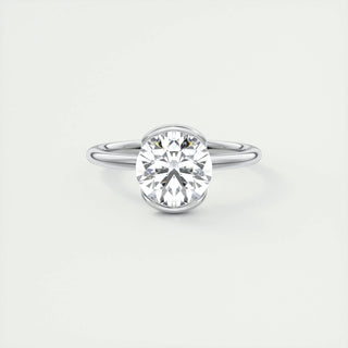 2.0 CT Round Shaped Moissanite Half Bezel Engagement Ring - crownmoissanite