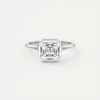 2.03 CT Asscher Cut Bezel Solitaire Moissanite Engagement Ring - crownmoissanite