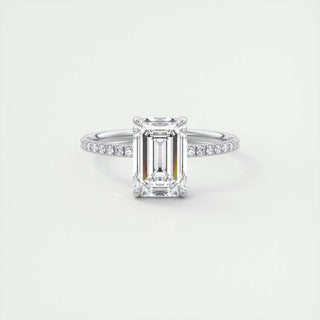 1.91 CT Emerald Cut Solitaire Pave Moissanite Engagement Ring - crownmoissanite