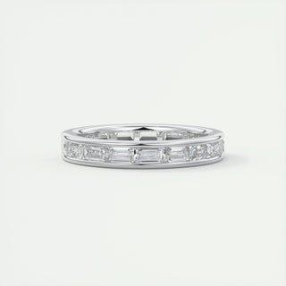 1.87 Emerald Cut Channel Moissanite Bridal Wedding Band - crownmoissanite