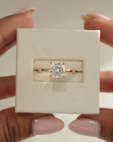 2.50 CT Cushion Cut Moissanite Hidden Halo Engagement Ring