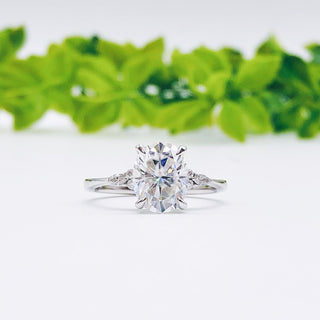 1.91 CT Oval Shaped Moissanite Cluster Engagement Ring - crownmoissanite