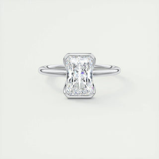 2.10 CT Radiant Solitaire Half Bezel Moissanite Engagement Ring - crownmoissanite