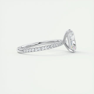 2.10 CT Radiant Solitaire Pave Moissanite Engagement Ring - crownmoissanite