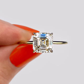 2.03 CT Asscher Cut Solitaire Moissanite Engagement Ring - crownmoissanite