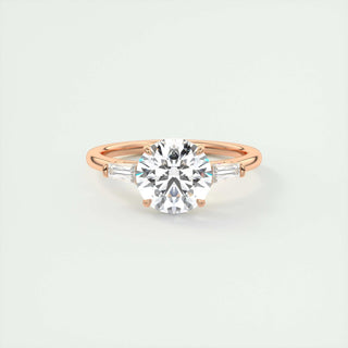 2.0 CT Round Shaped Moissanite Three Stones Engagement Ring - crownmoissanite