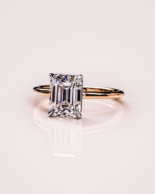 2.3 CT Emerald Cut Solitaire Moissanite Engagement Ring - crownmoissanite