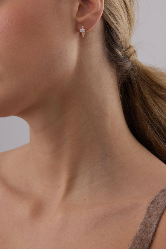 0.35 TCW Round Moissanite Diamond Huggie Earrings - crownmoissanite