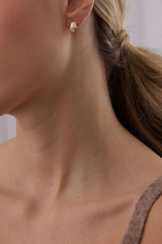 0.17 TCW Round & Baguette Moissanite Diamond Huggie Earrings - crownmoissanite