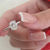 1.33 CT Oval Solitaire Hidden Halo Style Moissanite Engagement Ring - crownmoissanite