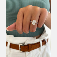 2.43 CT Radiant Solitaire & Pave Moissanite Engagement Ring - crownmoissanite