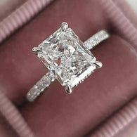 2.1 CT Radiant Hidden Halo & Pave Moissanite Engagement Ring - crownmoissanite