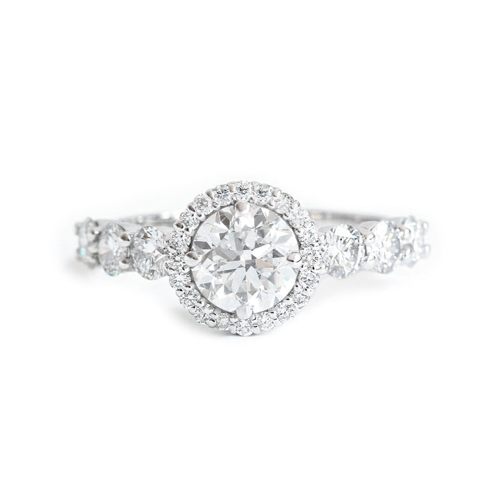1.0 CT Round Moissanite Halo & Pave Engagement Ring