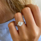 2.1 CT Oval Cut Cluster Style Moissanite Engagement Ring - crownmoissanite
