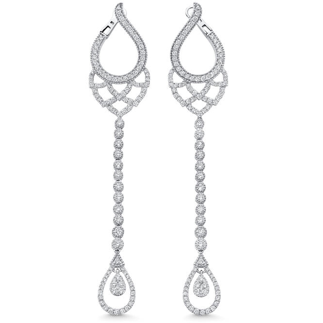 3.77 TCW Round Moissanite Diamond Chandelier Earrings - crownmoissanite