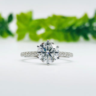 1.85 CT Round Cut Solitaire Pave Moissanite Engagement Ring - crownmoissanite