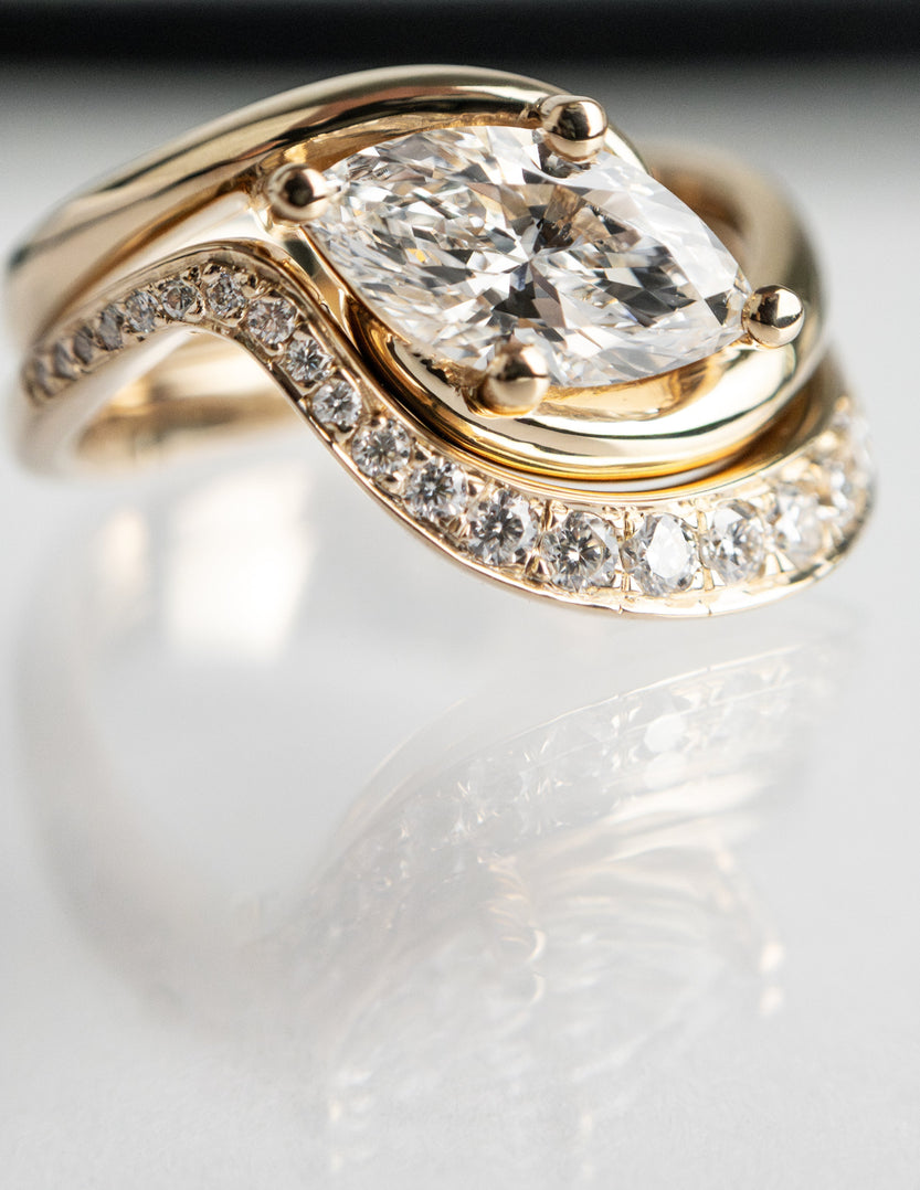 1.0 CT - 2.0 CT Marquise Solitaire Setting Diamond Bridal Set