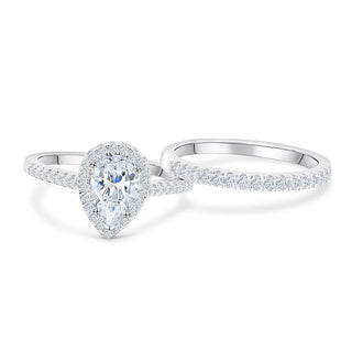 1.33 CT Pear Cut Halo Moissanite Engagement Ring - crownmoissanite