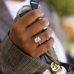 3.17 CT Emerald Cut Solitaire Style Moissanite Engagement Ring - crownmoissanite