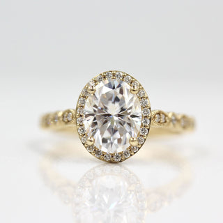 1.91 CT Oval Cut Halo Moissanite Engagement Ring - crownmoissanite