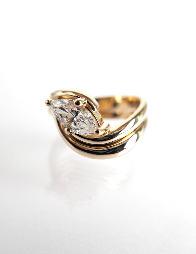 1.0 CT-2.0 CT  Marquise Moissanite Solitaire Setting Bridal Set