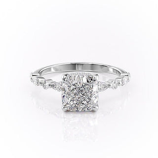 2.15 CT Cushion Cut Dainty Pave Moissanite Engagement Ring - crownmoissanite