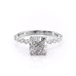 2.15 CT Cushion Cut Hidden Halo & Pave Moissanite Engagement Ring - crownmoissanite