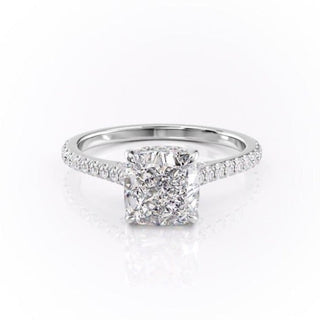 2.15 CT Cushion Cut Pave Setting Moissanite Engagement Ring - crownmoissanite