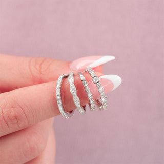 0.34 TCW Round Twisted Style Moissanite Wedding Band - crownmoissanite