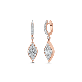 1.20 TCW Round & Marquise Moissanite Diamond Drop Pave Earrings - crownmoissanite