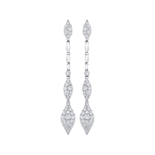 1.22 TCW Round Moissanite Diamond Long Drop Pave Earrings - crownmoissanite