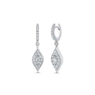 1.20 TCW Round & Marquise Moissanite Diamond Drop Pave Earrings - crownmoissanite
