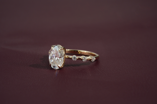 Custom 2.50 CT Oval Cut Solitaire & Dainty Moissanite Engagement Ring for Gabriel