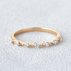 0.2 CT Round Cut Dainty Moissanite Wedding Band - crownmoissanite