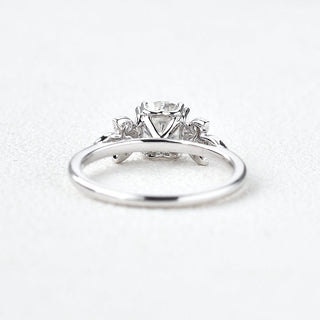 1.0 CT Round Shaped Moissanite Cluster Engagement Ring - crownmoissanite