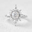0.7 CT Round Shaped Moissanite Cluster Halo Engagement Ring - crownmoissanite