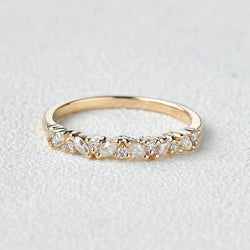 0.26 CT Marquise And Round Cluster Moissanite Wedding Band - crownmoissanite
