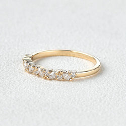 0.26 CT Marquise And Round Cluster Moissanite Wedding Band - crownmoissanite