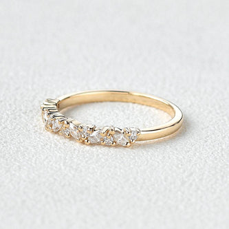 0.26 CT Marquise And Round Cluster Moissanite Wedding Band - crownmoissanite